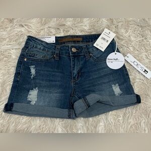 Joey Medium Indigo Distressed Denim Shorts